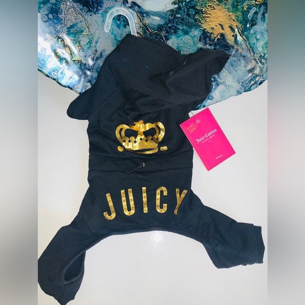 Juicy Couture Black Bedazzled Pet Pajama Jumpsuit